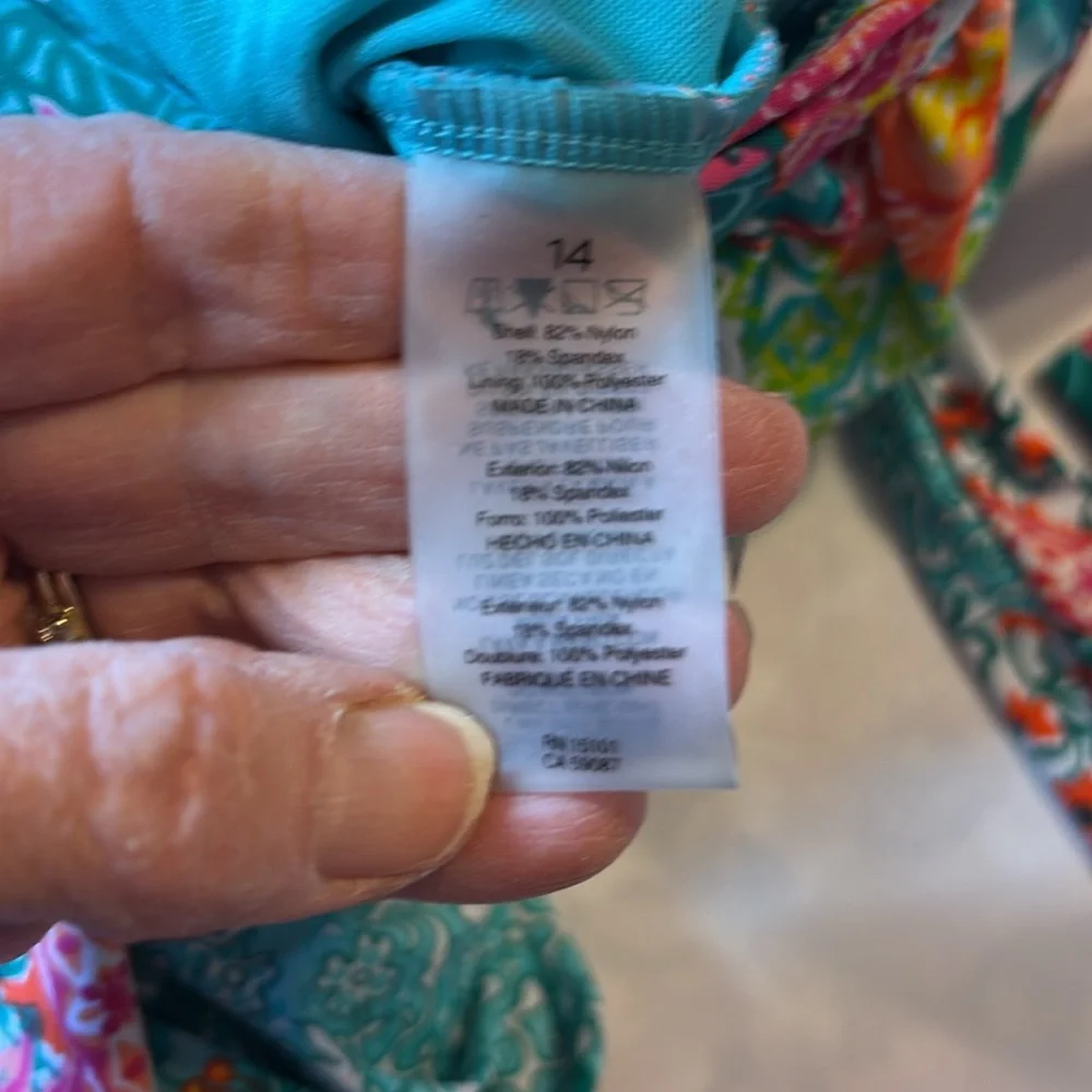 Into the Bleu by American Vibrant mixed Print Swimsuit with Matching Cover-up 14 - Picture 9 of 16
